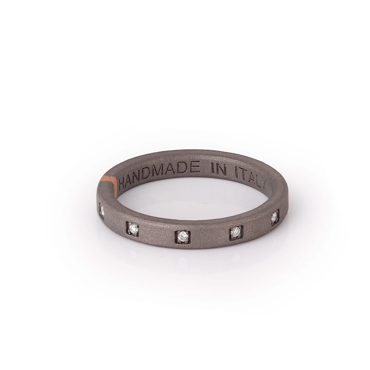 Anello Veretta Girodito Titanio Oro e 10 Diamanti Bianchi