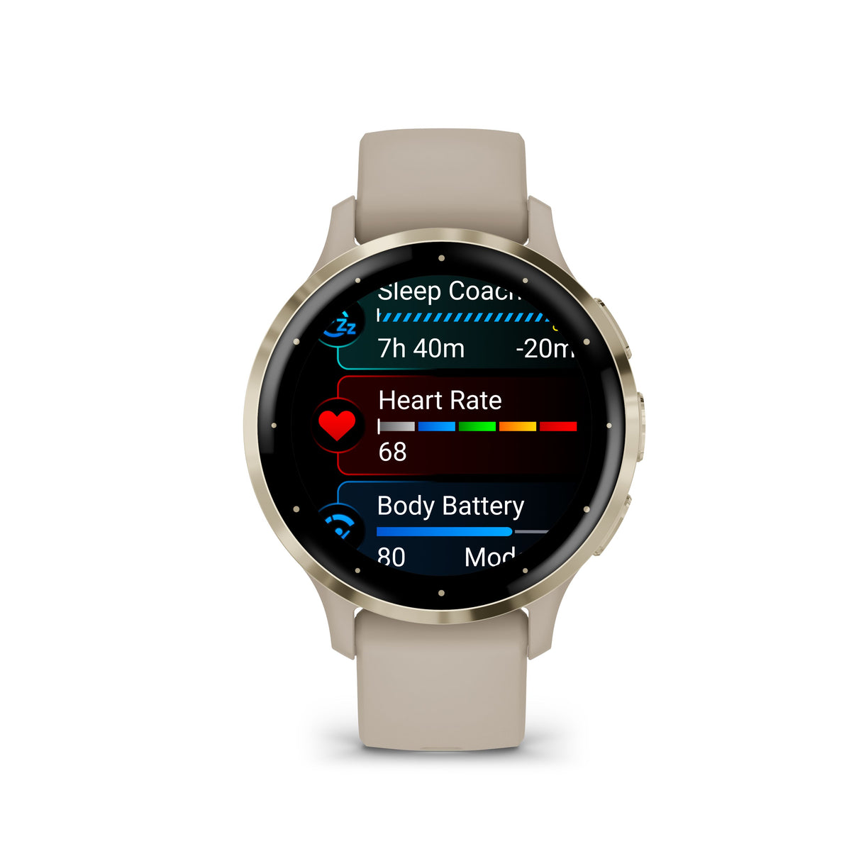 Venu 3s - French Gray & Soft Gold con cinturino in silicone-Orologi-GARMIN-Gioielleria Granarelli