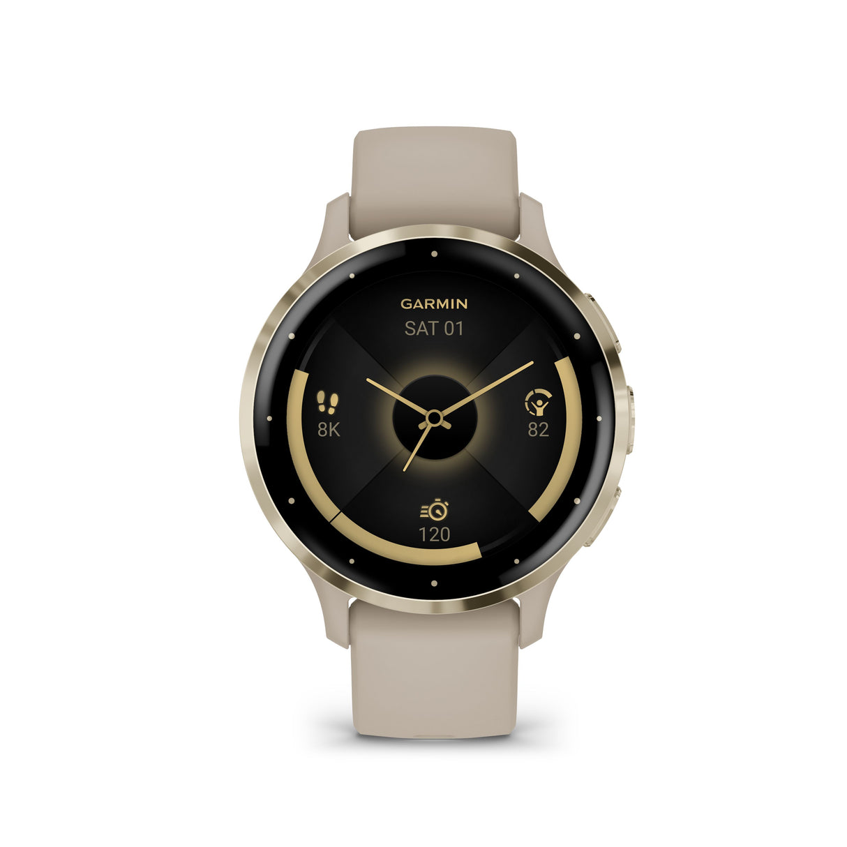 Venu 3s - French Gray & Soft Gold con cinturino in silicone-Orologi-GARMIN-Gioielleria Granarelli