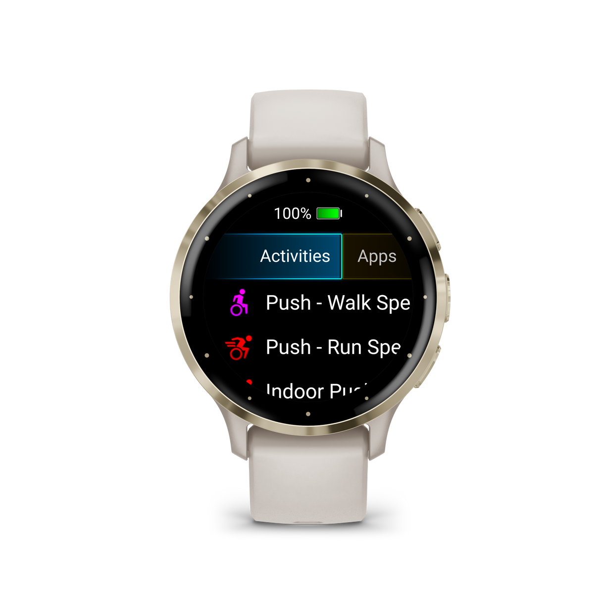 Venu 3S – Elfenbein & Softgold mit Silikonarmband