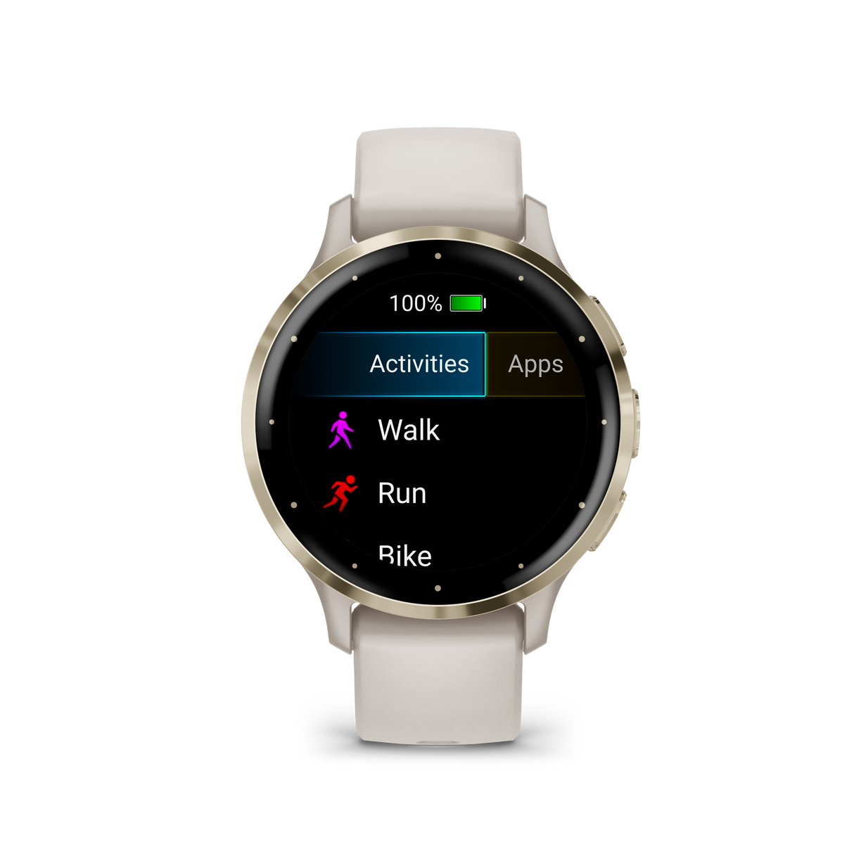 Venu 3S – Elfenbein & Softgold mit Silikonarmband