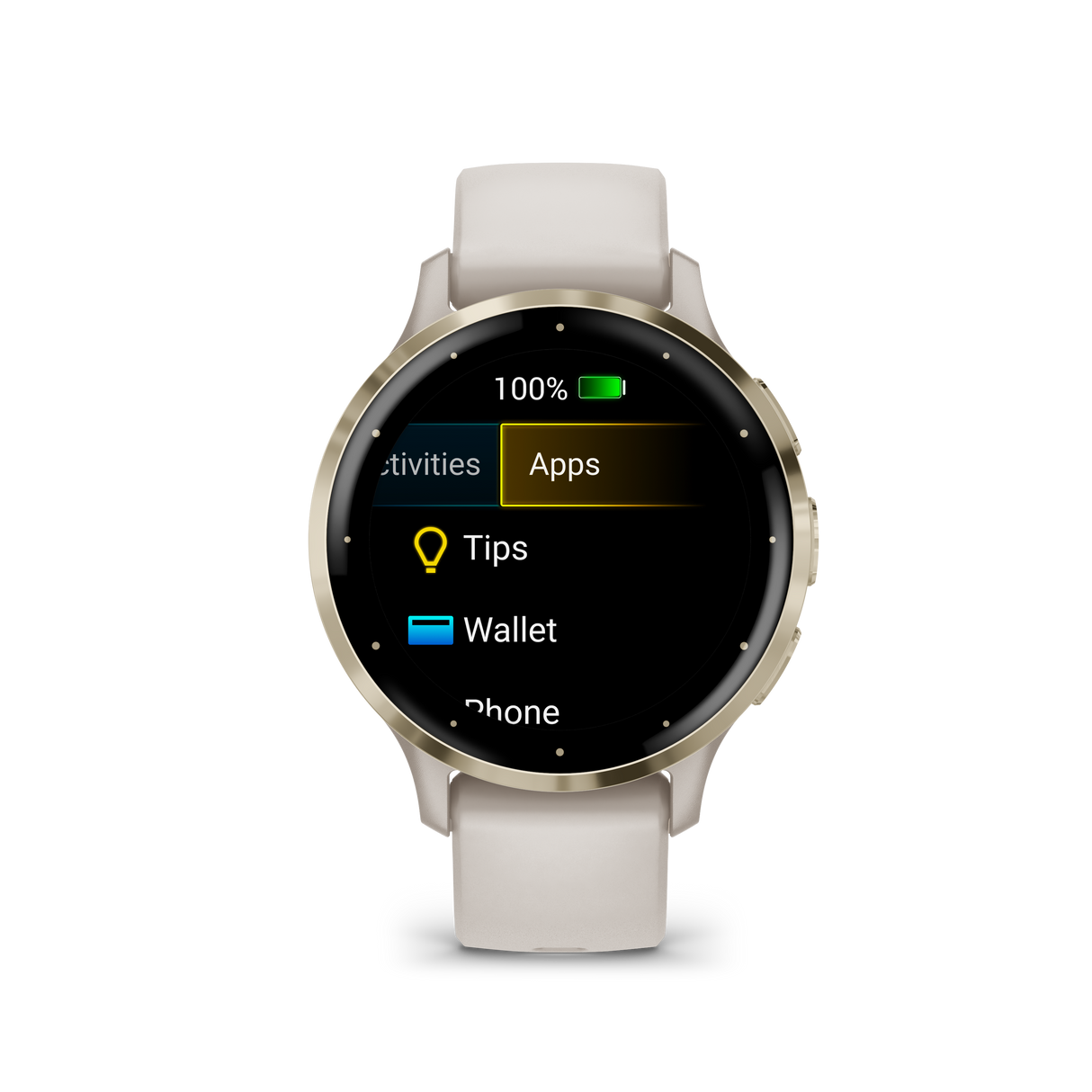 Venu 3S – Elfenbein & Softgold mit Silikonarmband