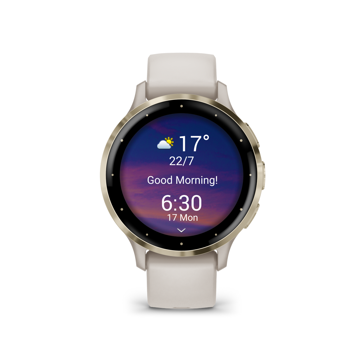 Venu 3S – Elfenbein & Softgold mit Silikonarmband