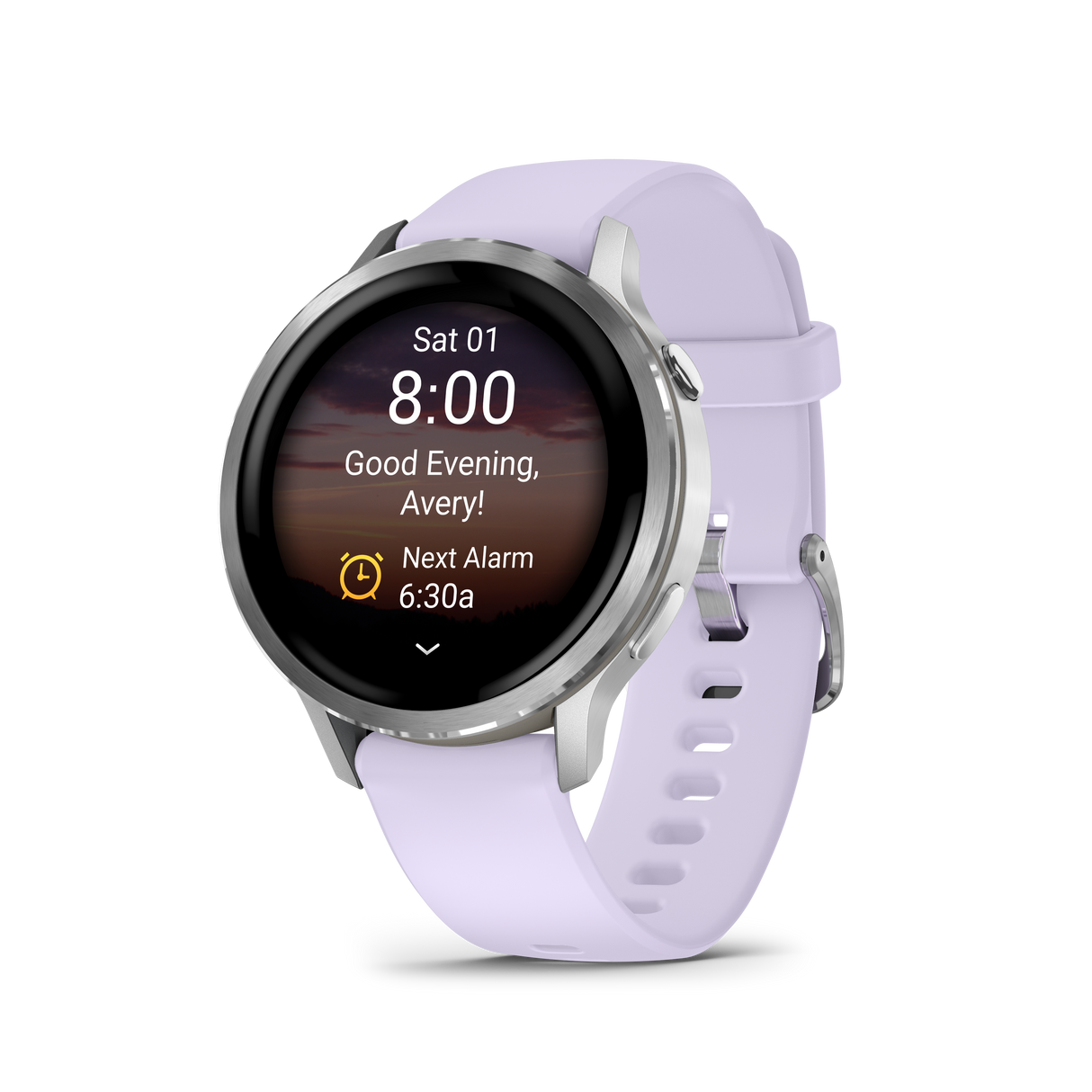 Venu® 4 - 41 mm Silver con cinturino in silicone Periwinkle