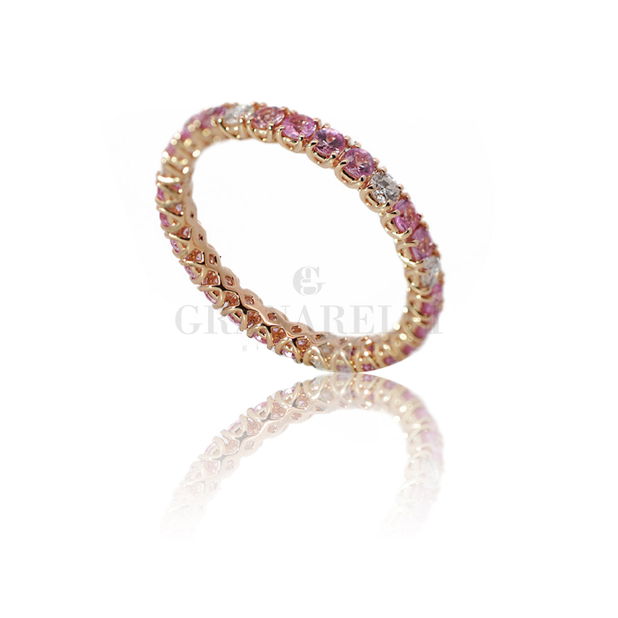 Rosa gold gold fedin ring and pink sapphire diamonds 1.18kt