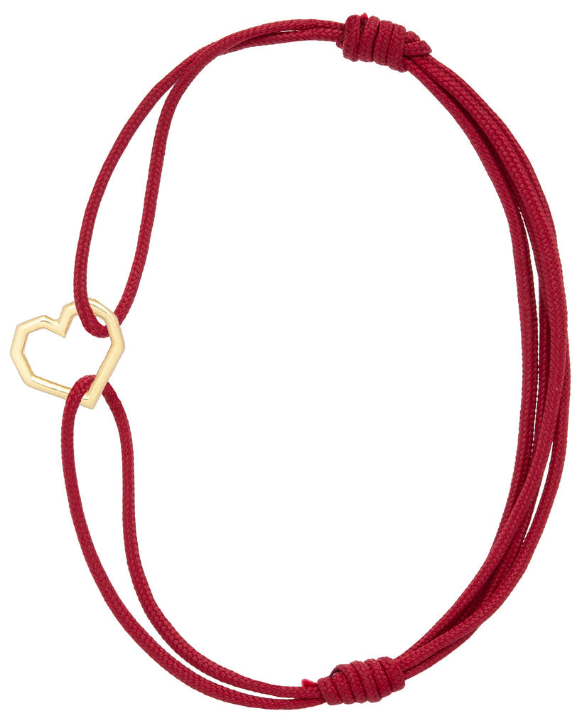 MINI CUORE BRACCIALE CORDA ROSSO