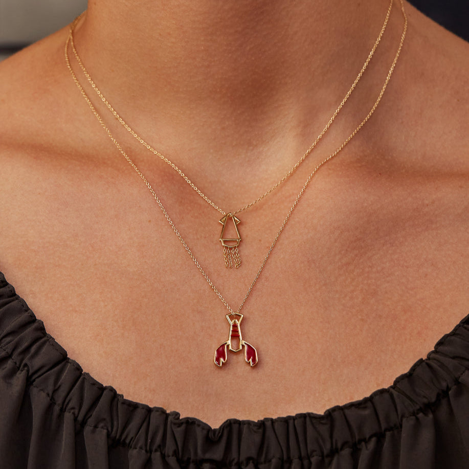 Collana Aragosta Con Smalto Rosso-Girocolli-ALIITA-Gioielleria Granarelli