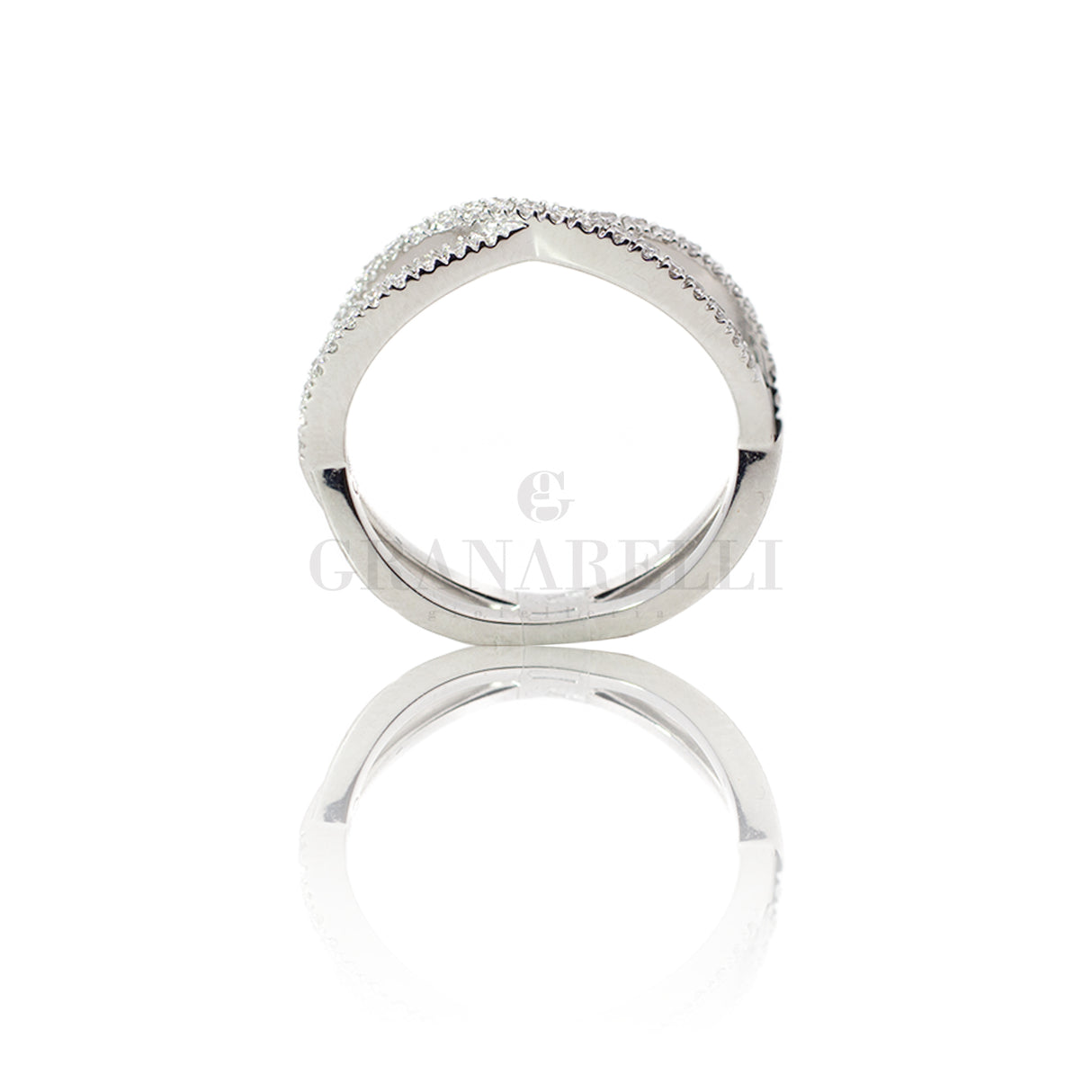 White gold diamond interweaving ring