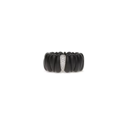 Anello Ceramica Nera Satinata Artiglio XS Diamanti Bianchi Oro Bianco
