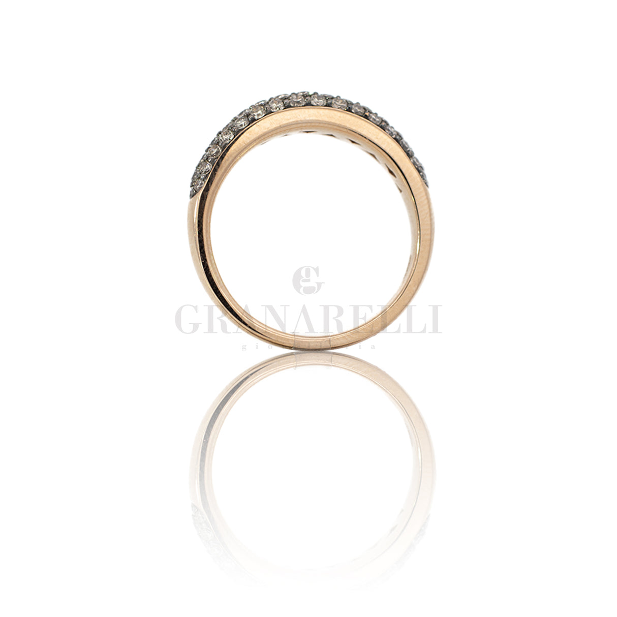 Pavè ring brown diamonds in rose gold