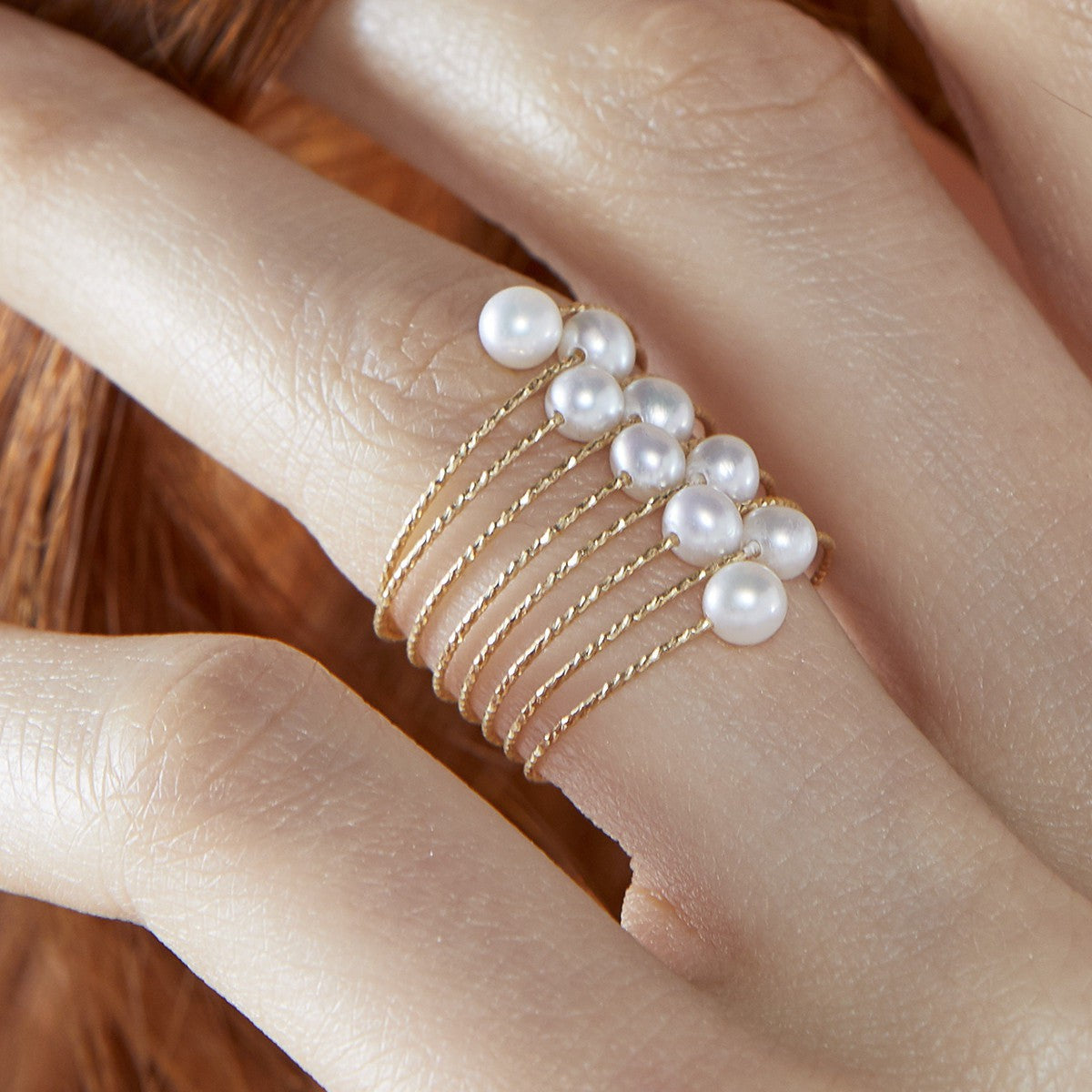 Anello Magico Oro Giallo e Perle-Anelli-MAGICWIRE-Gioielleria Granarelli