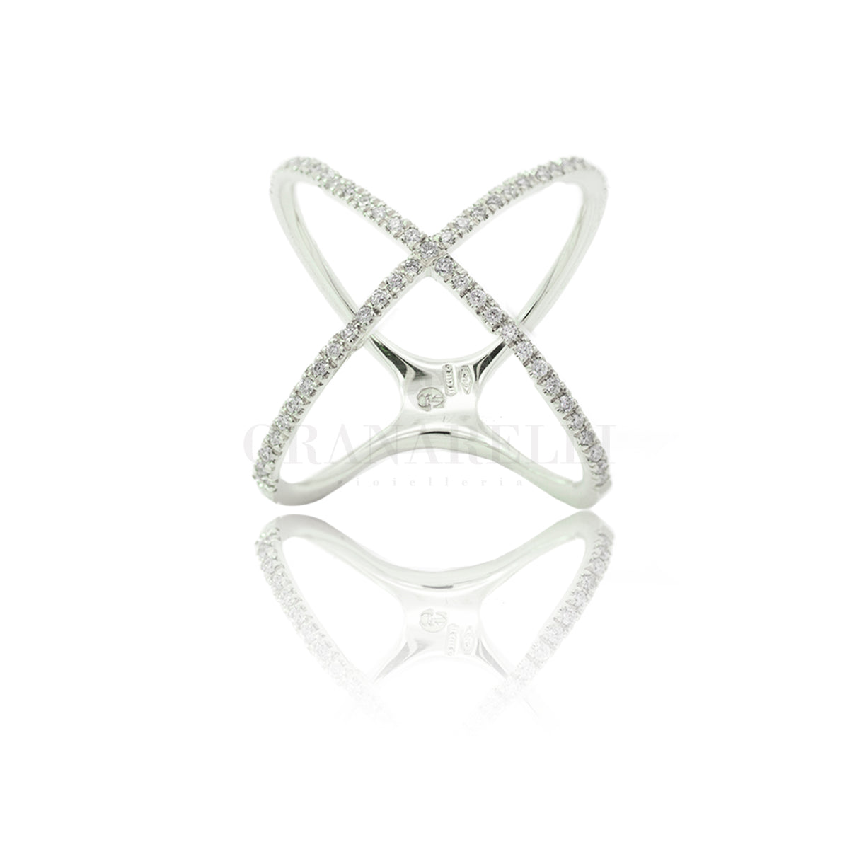 Anello fedina incrocio di diamanti in Oro bianco