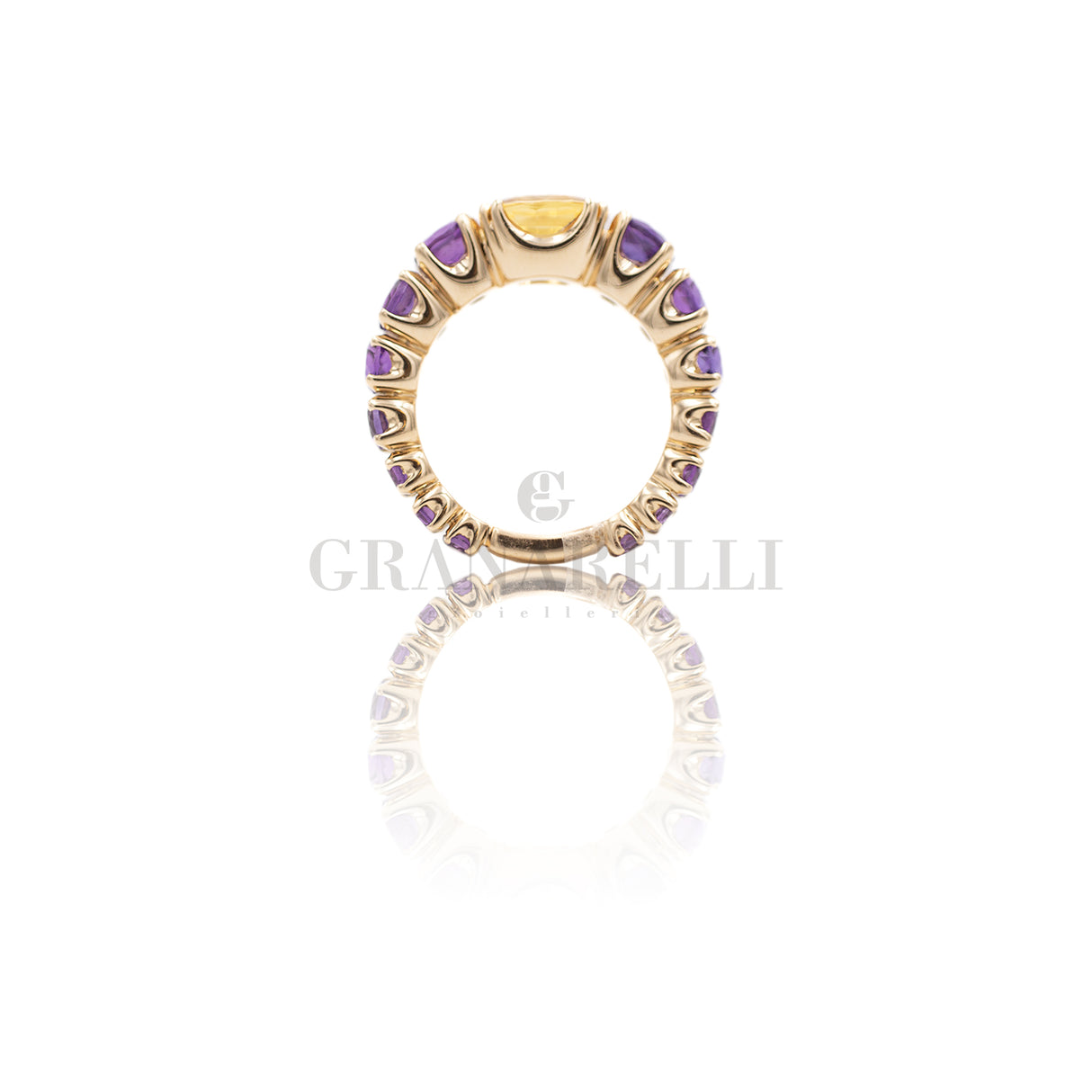 Anello Ametista e Zaffiro Yellow in Oro Rosa