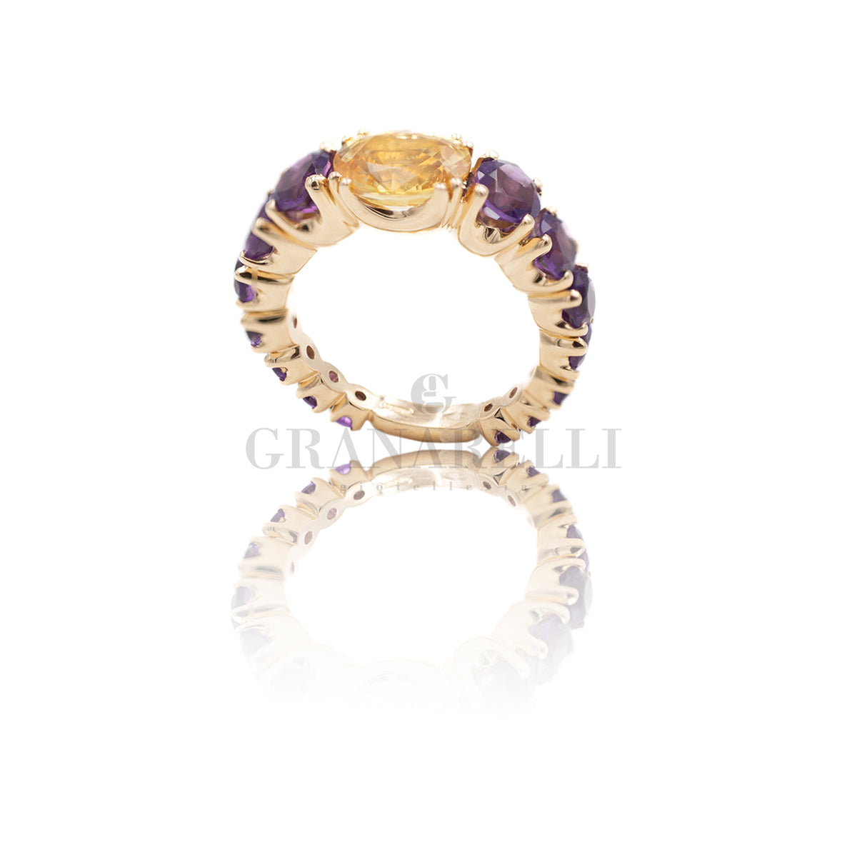 Anello Ametista e Zaffiro Yellow in Oro Rosa