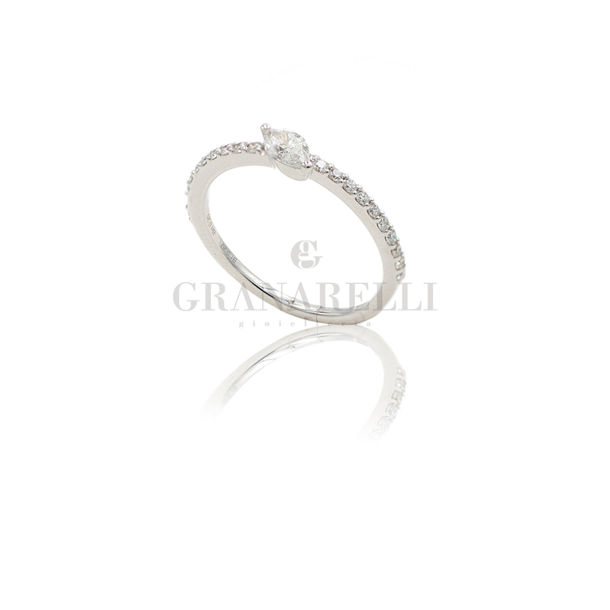 Anello Fedina Navette e Diamanti in Oro Bianco