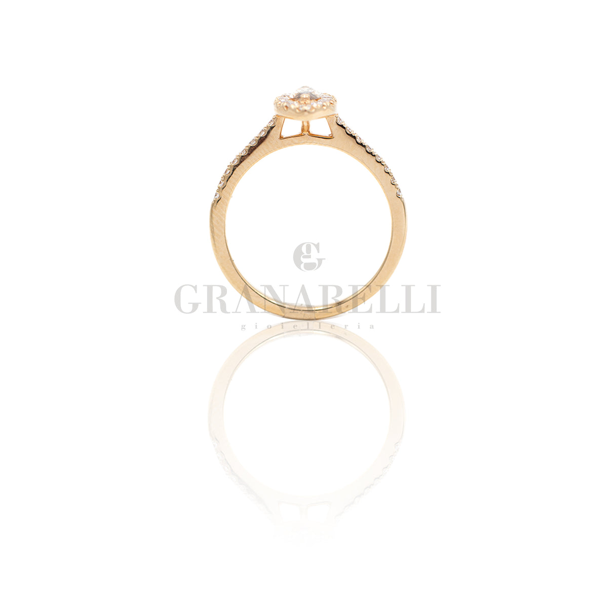 Rose gold and diamond gold shuttle ring ring