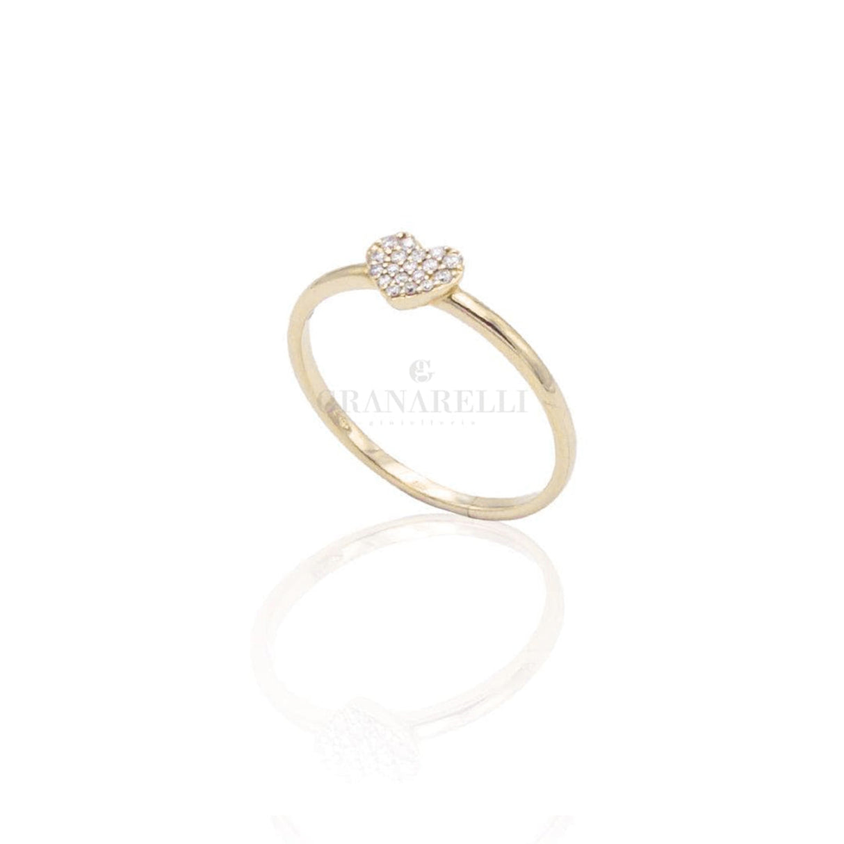 Anello Cuore Pavé di Diamanti in Oro Giallo