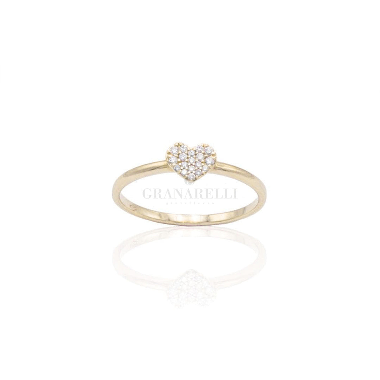 Anello Cuore Pavé di Diamanti in Oro Giallo