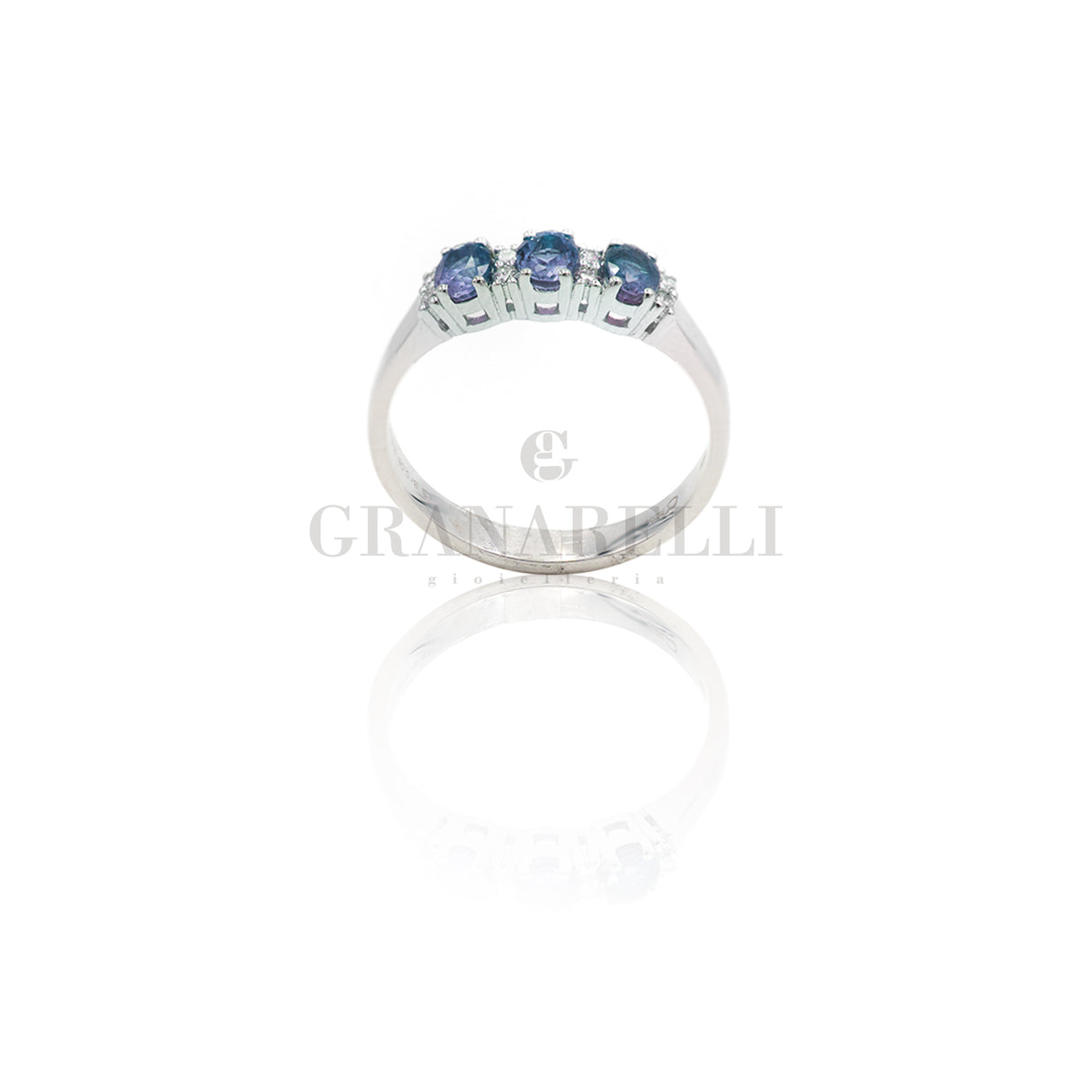 3 sapphire and white diamond ring ring