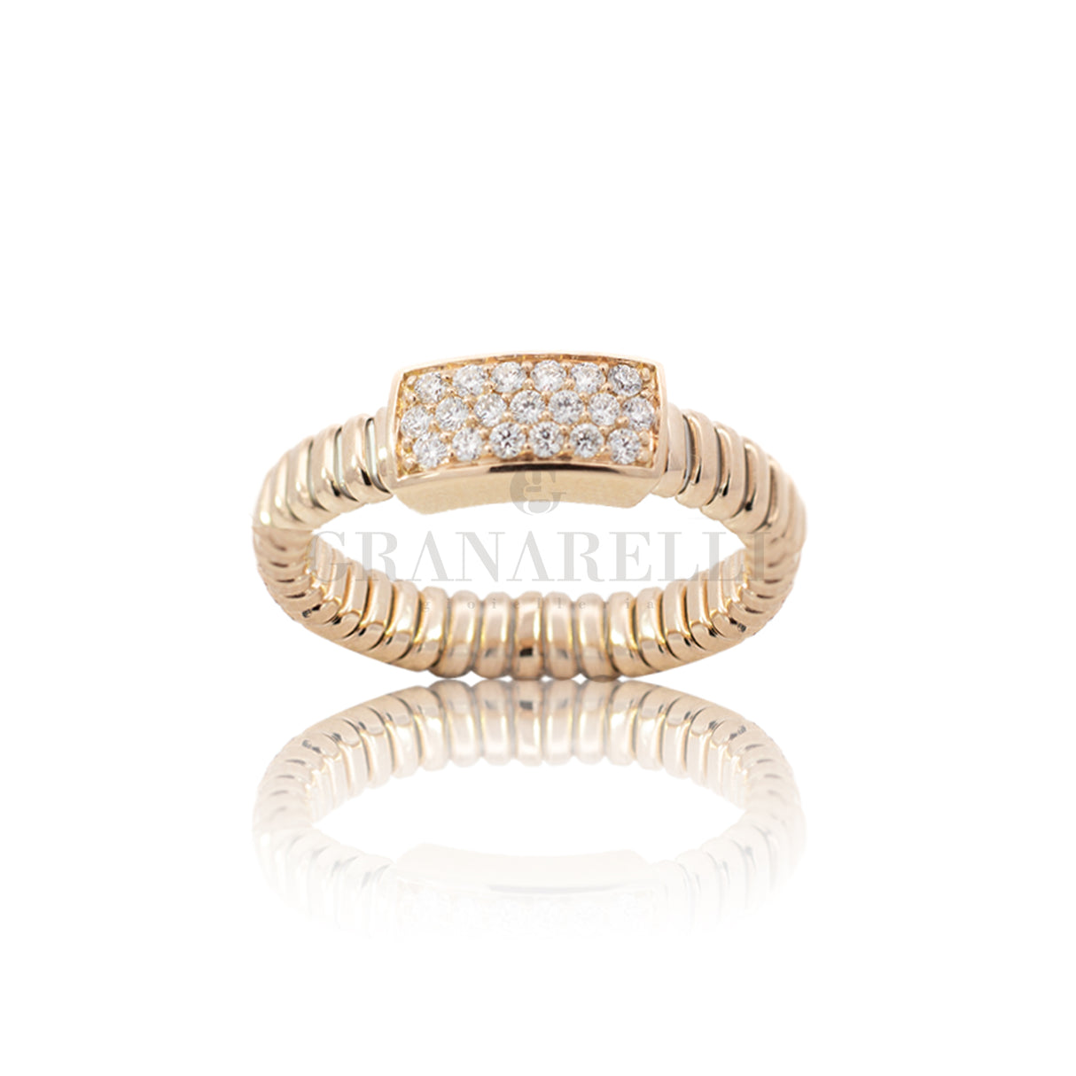 Anello fedina tubogas con Diamanti in Oro rosa