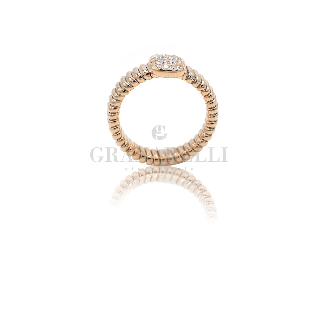 Anello Tubogas Oro Rosa quadratino Diamanti