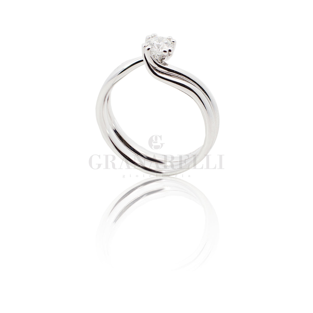 Anello Recarlo Solitario 0.51kt in Oro Bianco e Diamante-Anelli-RECARLO-Gioielleria Granarelli