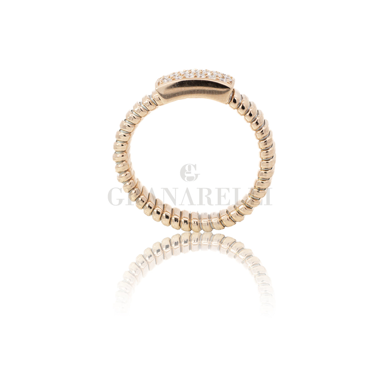 Anello fedina tubogas con Diamanti in Oro rosa