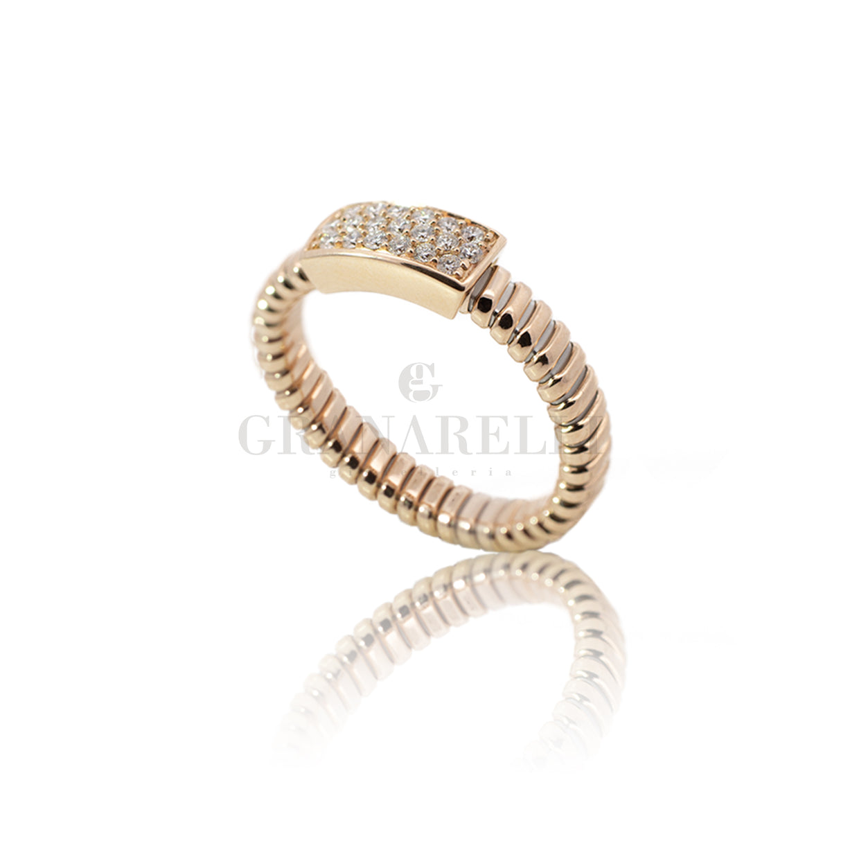 Anello fedina tubogas con Diamanti in Oro rosa