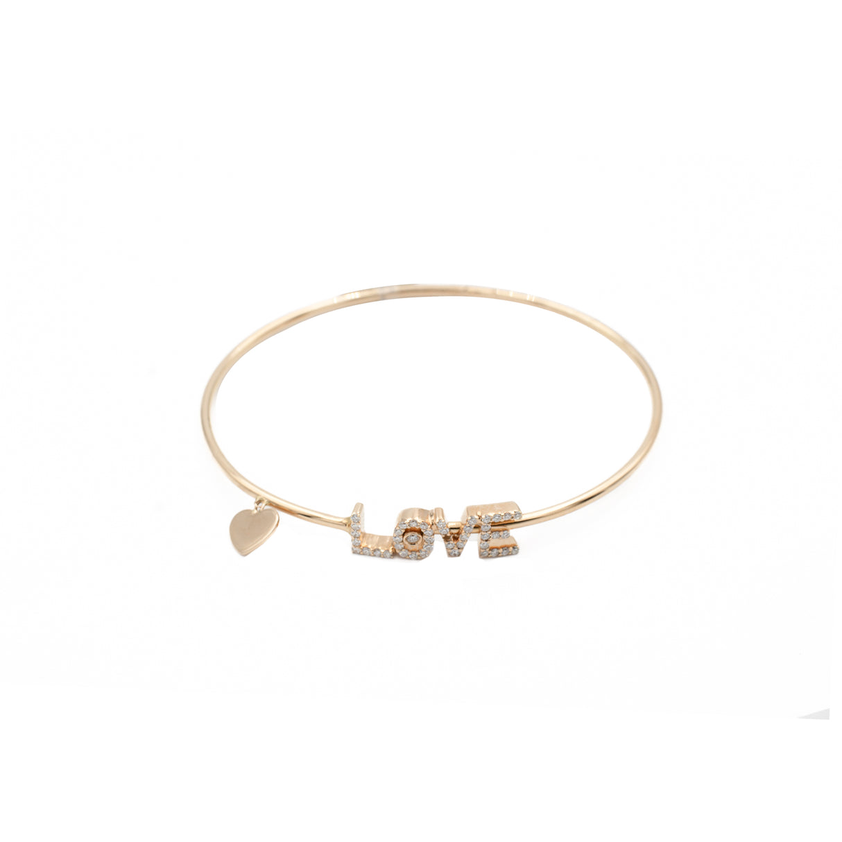 Bangle Love and Heart with diamonds and pink gold