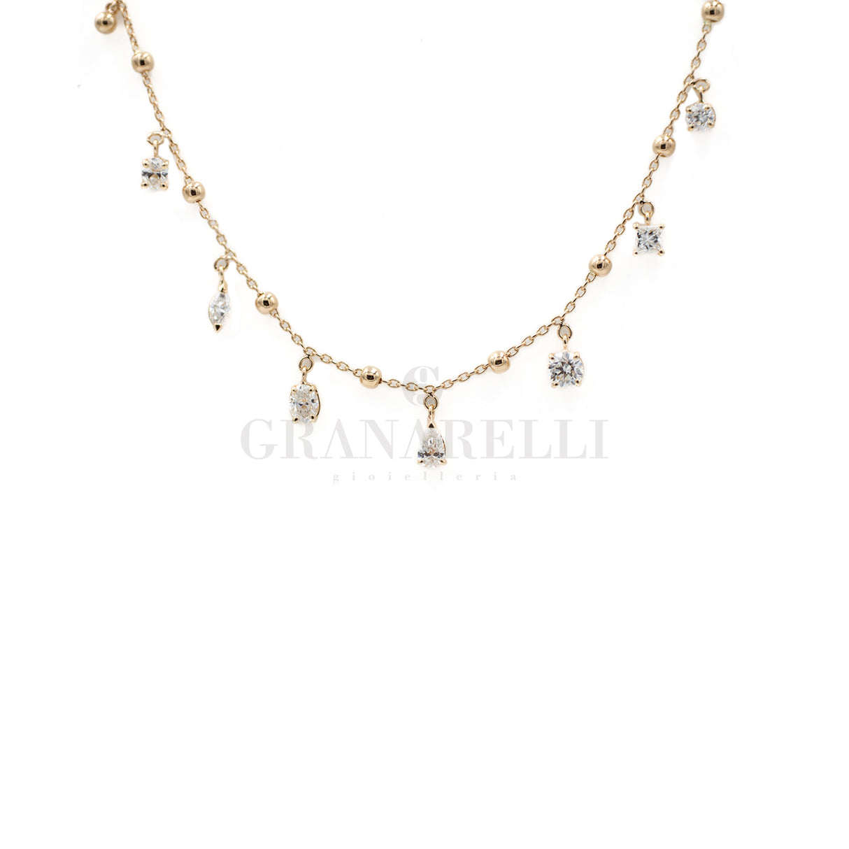 Girocollo In oro Rosa con Diamanti Pendenti