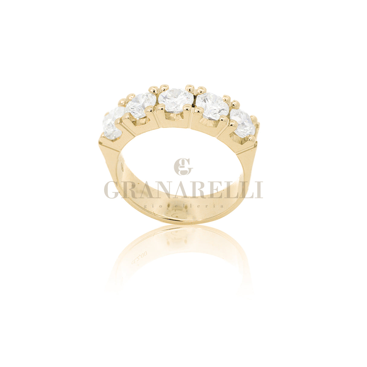 Anello Fedina 5 diamanti 1.85kt In Oro Giallo