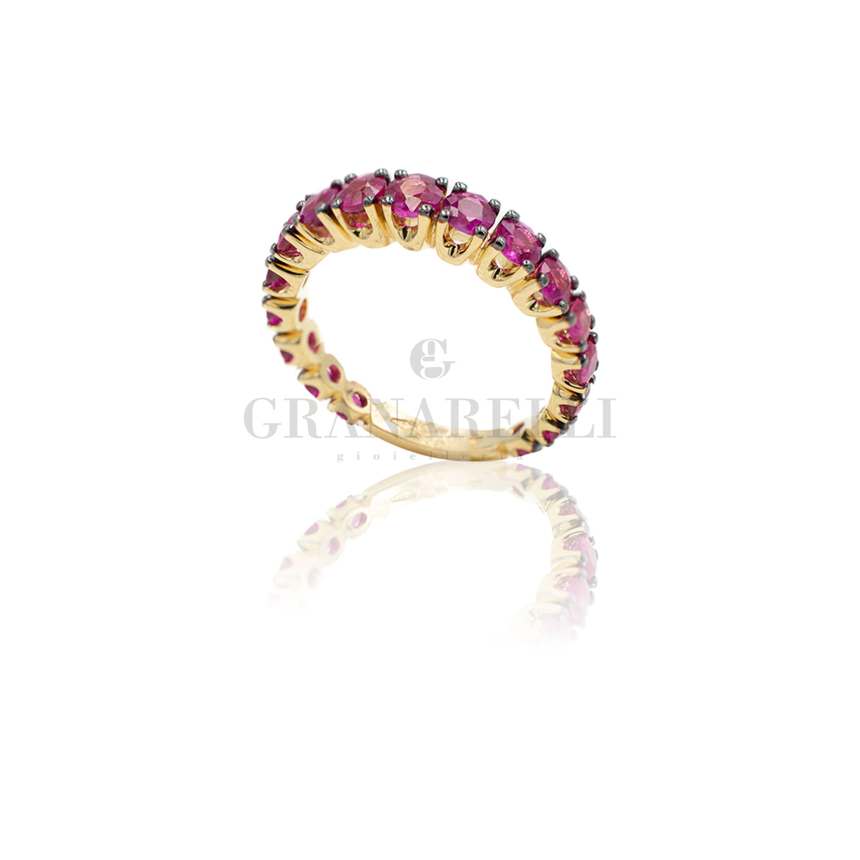 Fedina Scalata Oro Giallo e Rubini