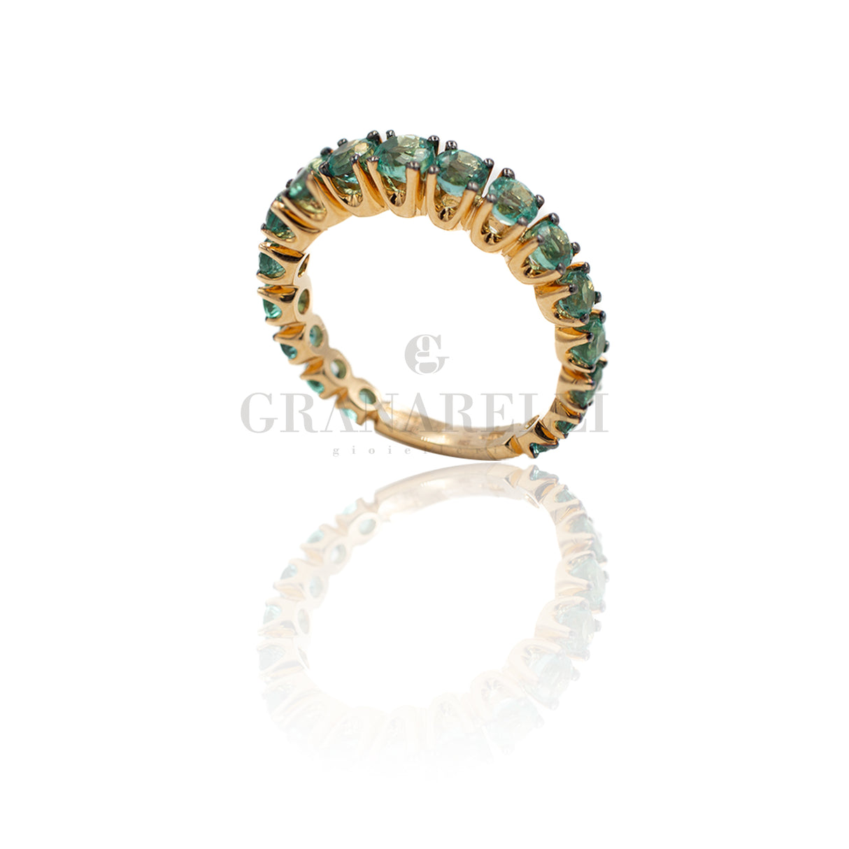 Fedina Scalata Oro Rosa e Smeraldi