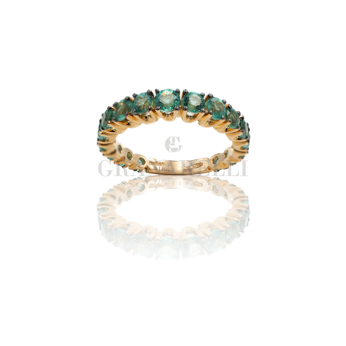 Fedina Scalata Oro Rosa e Smeraldi