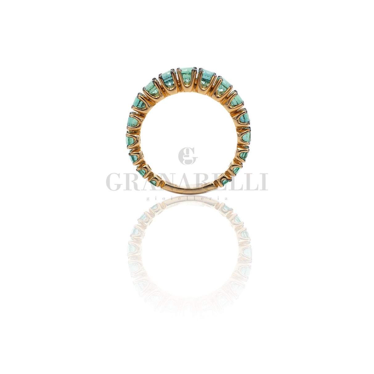 Fedina Scalata Oro Rosa e Smeraldi