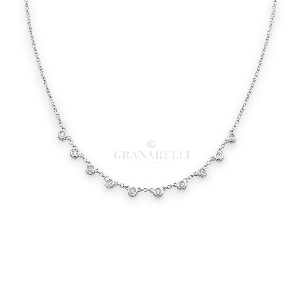 Girocollo Diamanti Pendenti in Oro Bianco
