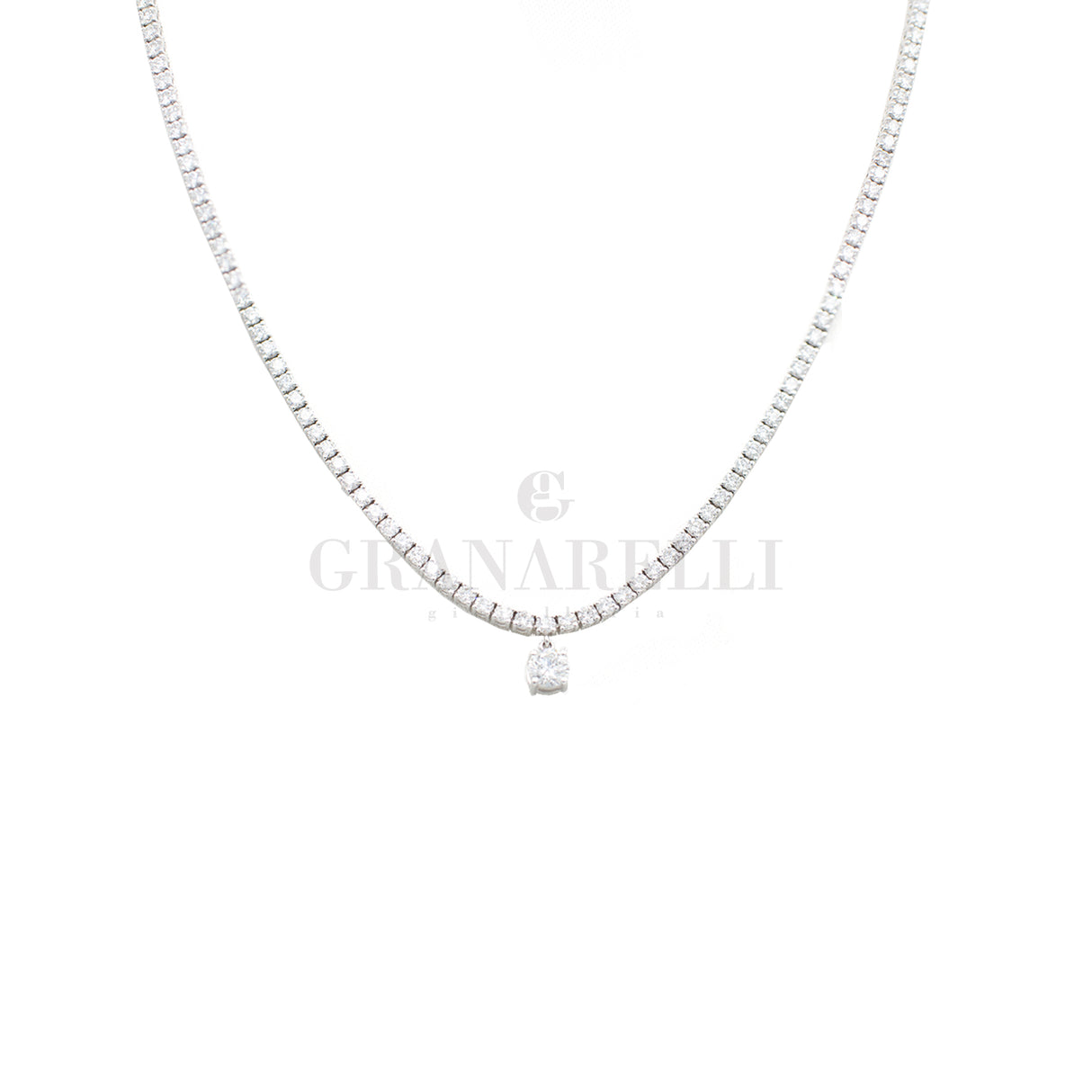 Tennis choker in white gold and diamonds