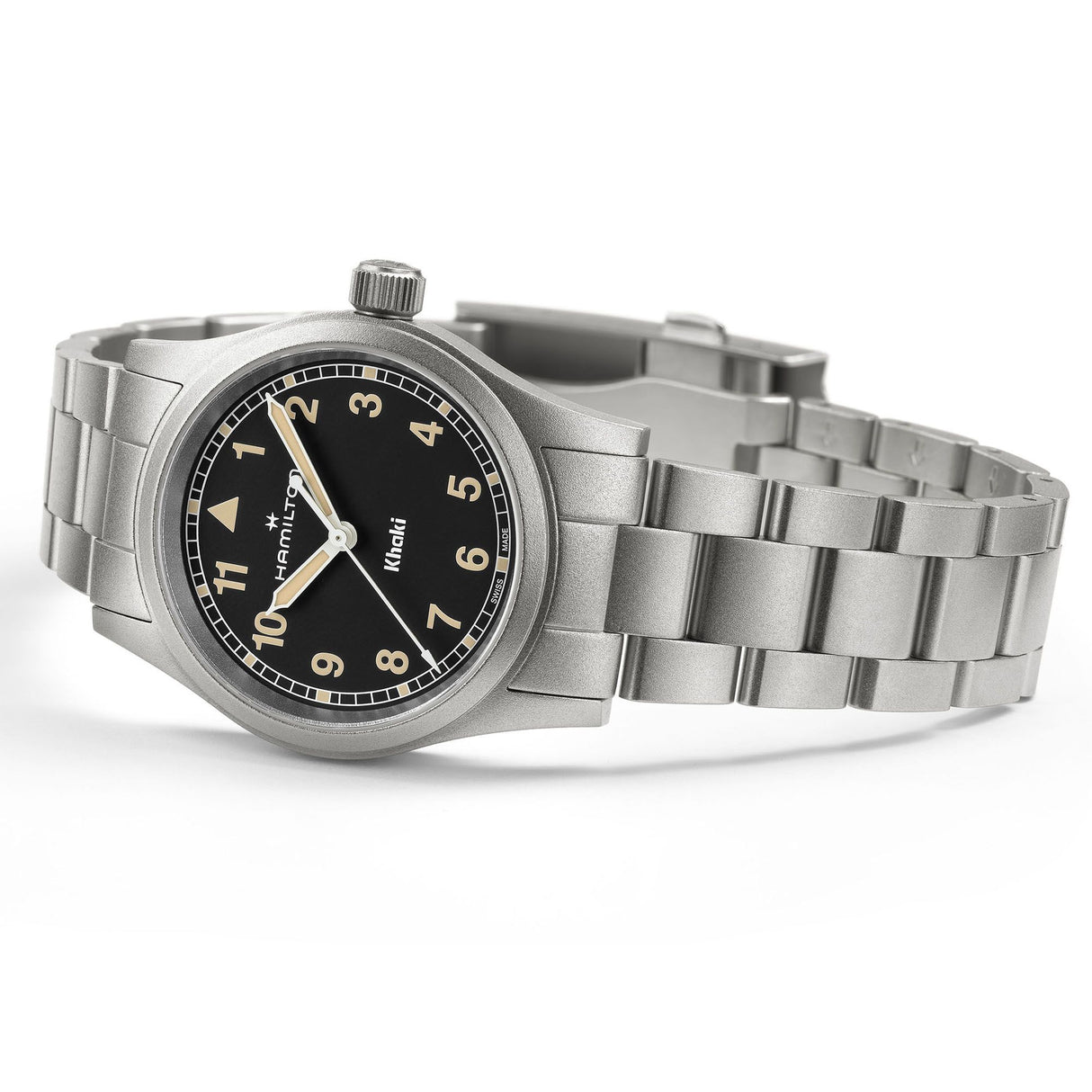 Khaki Field Quartz Nero Acciaio 33 mm-Orologi-HAMILTON-Gioielleria Granarelli