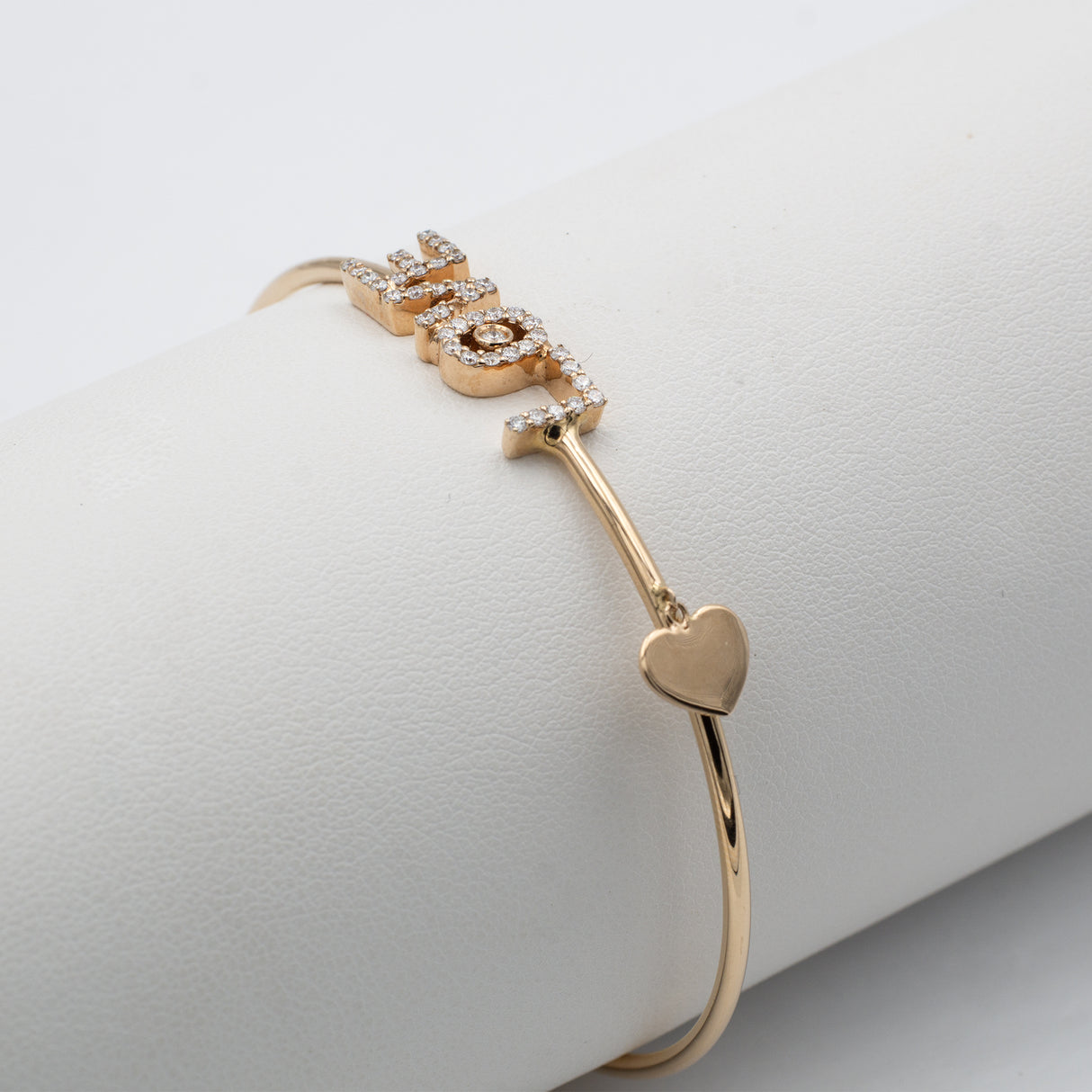 Bangle Love and Heart with diamonds and pink gold