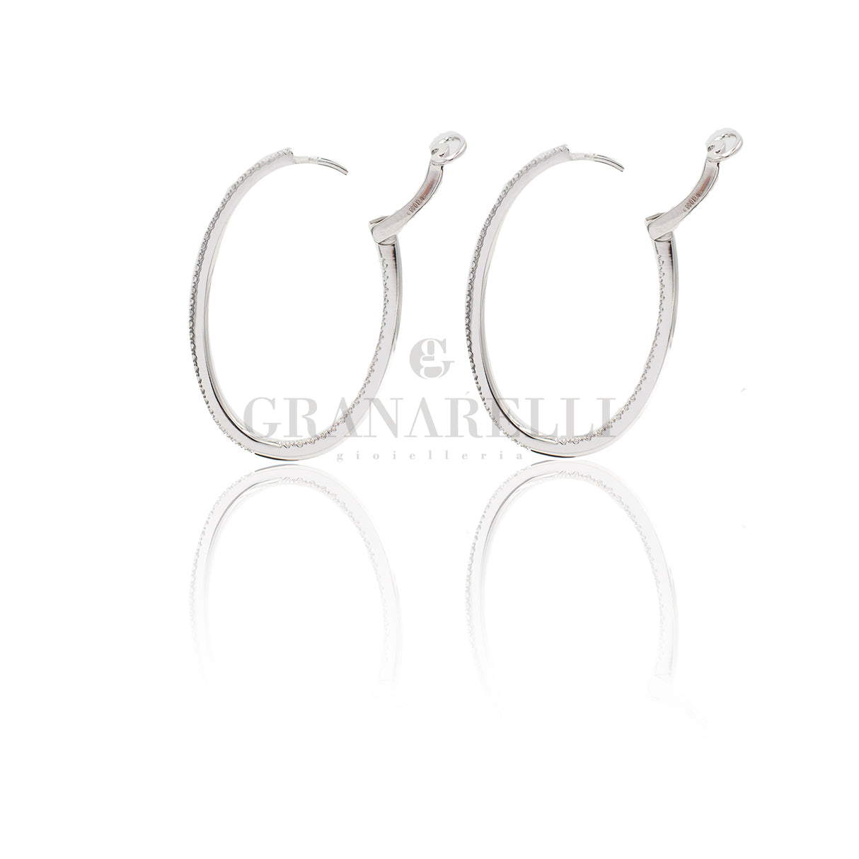 Orecchini Cerchio Diamanti in Oro Bianco