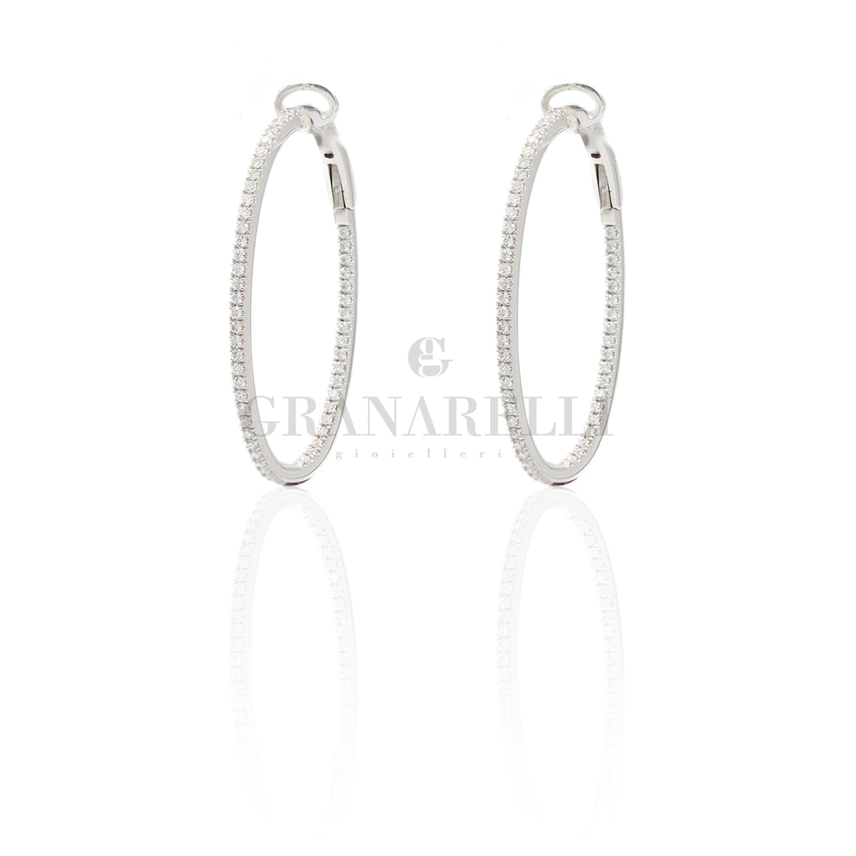 Orecchini Cerchio Diamanti in Oro Bianco