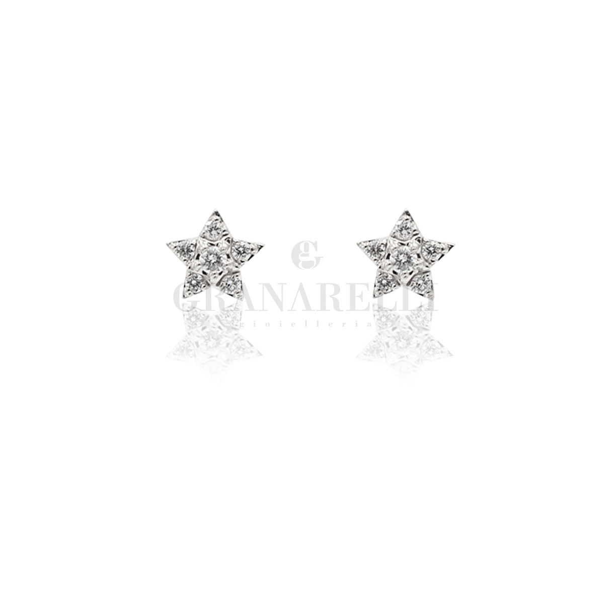 Star Diamond Earrings in white gold