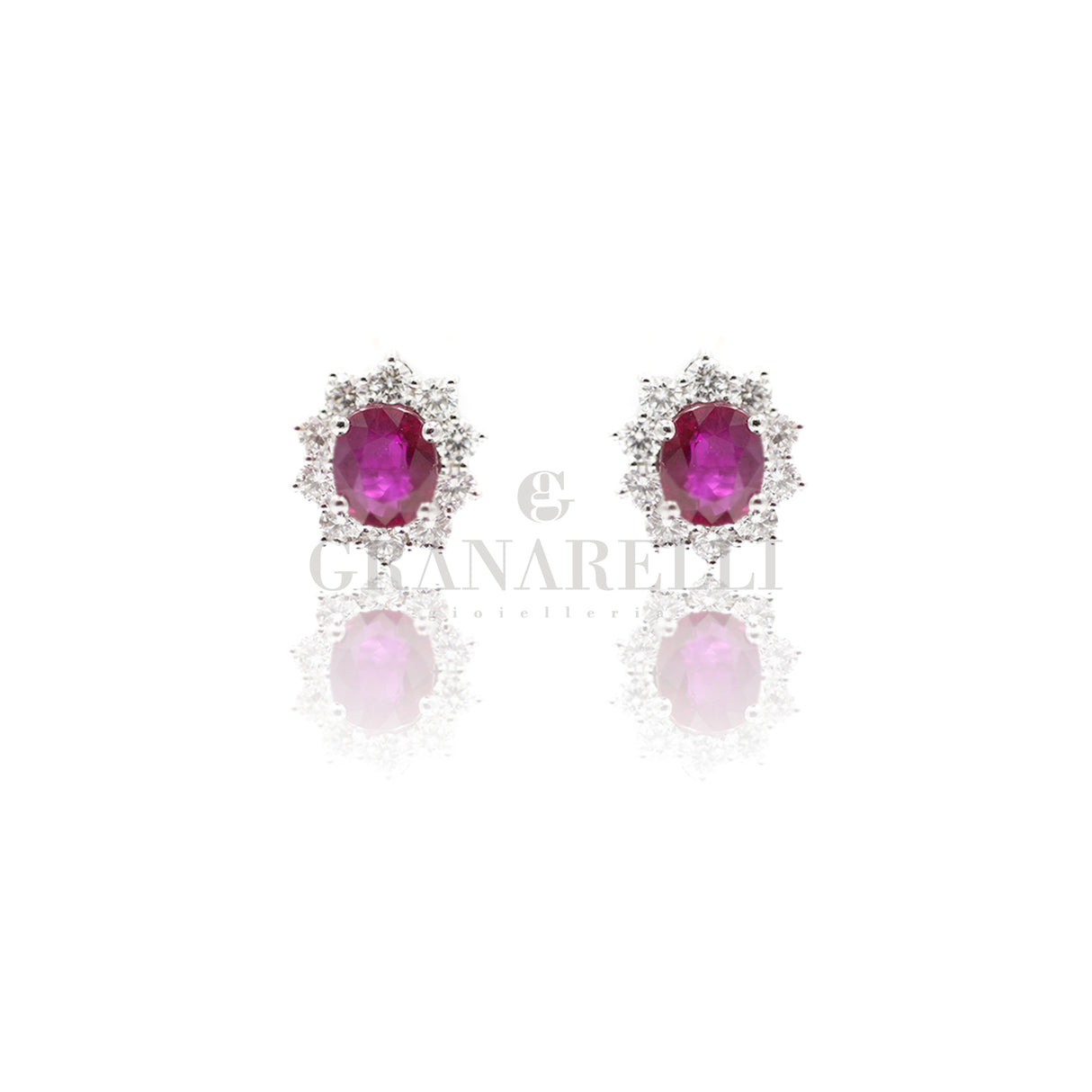 Orecchini a lobo Rubino e Brillanti
