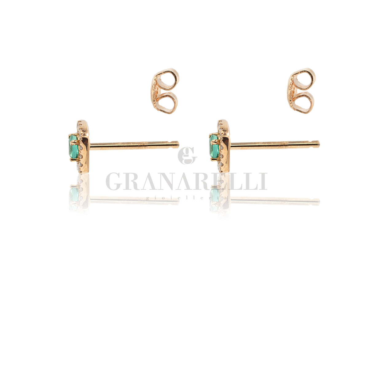 Orecchini Smeraldi contorno Diamanti in Oro Rosa
