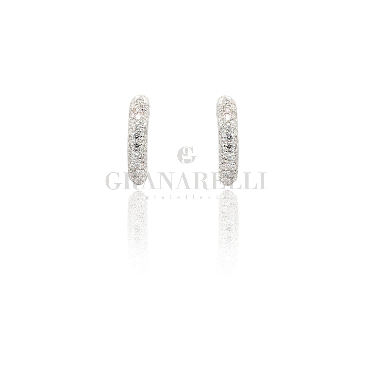 Pavé Oal Oal Gold and Diamond Circle Earrings