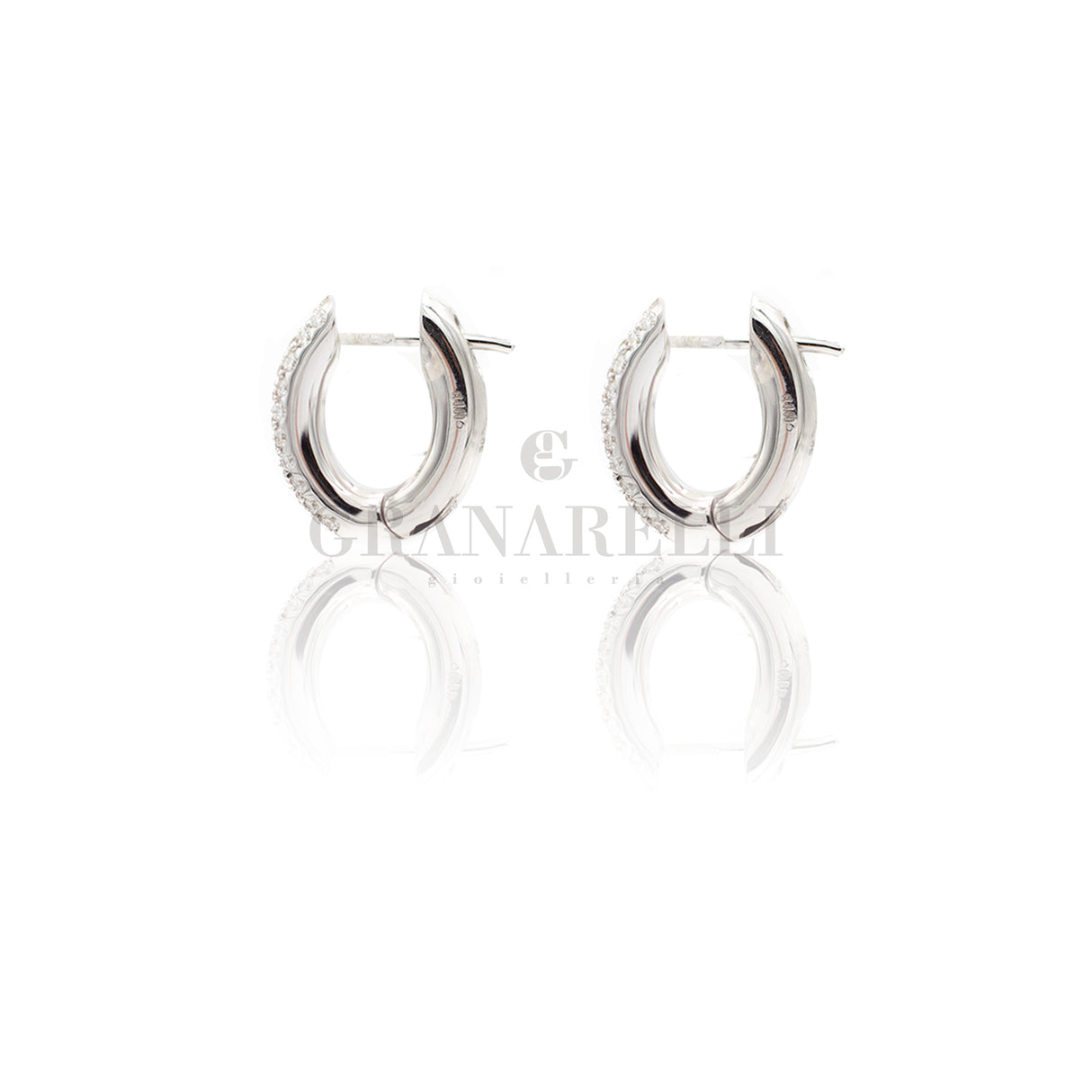 Pavé Oal Oal Gold and Diamond Circle Earrings