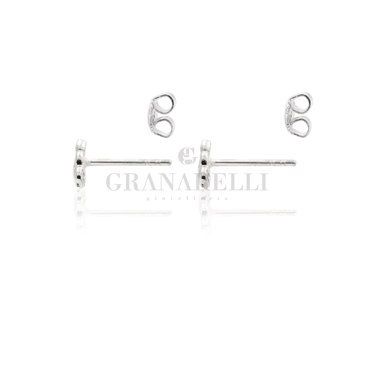 Orecchini 2 Cuori Lucido e Pavè Oro Bianco