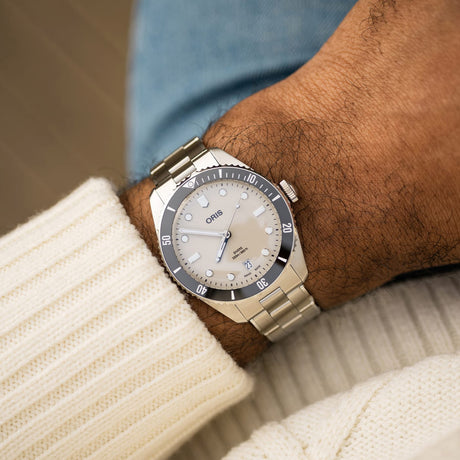 Divers Date Beige- Set 39mm-Orologi-ORIS-Gioielleria Granarelli