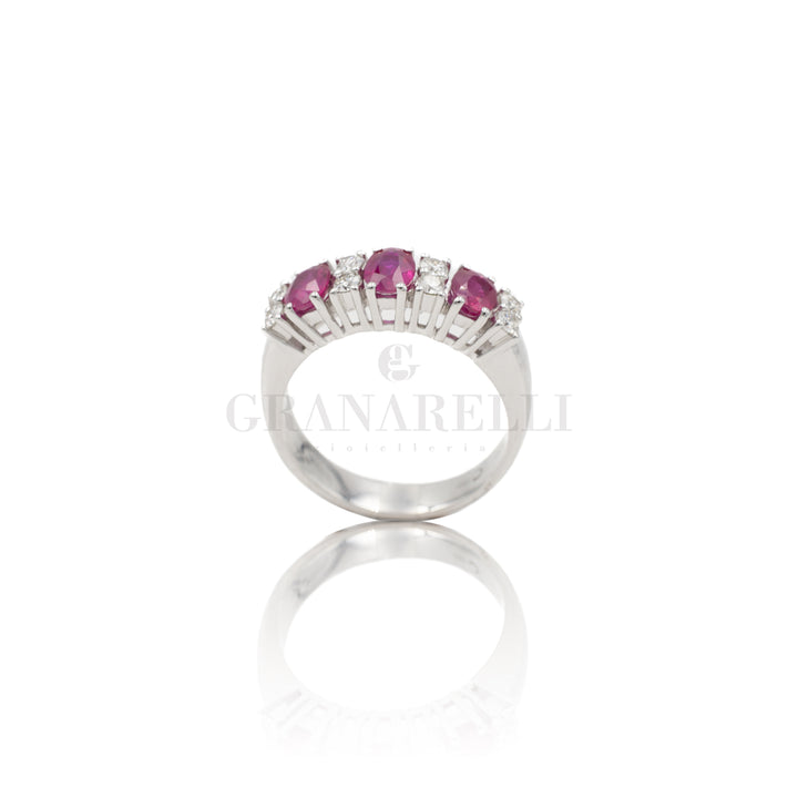 Ruby rod ring and white diamonds