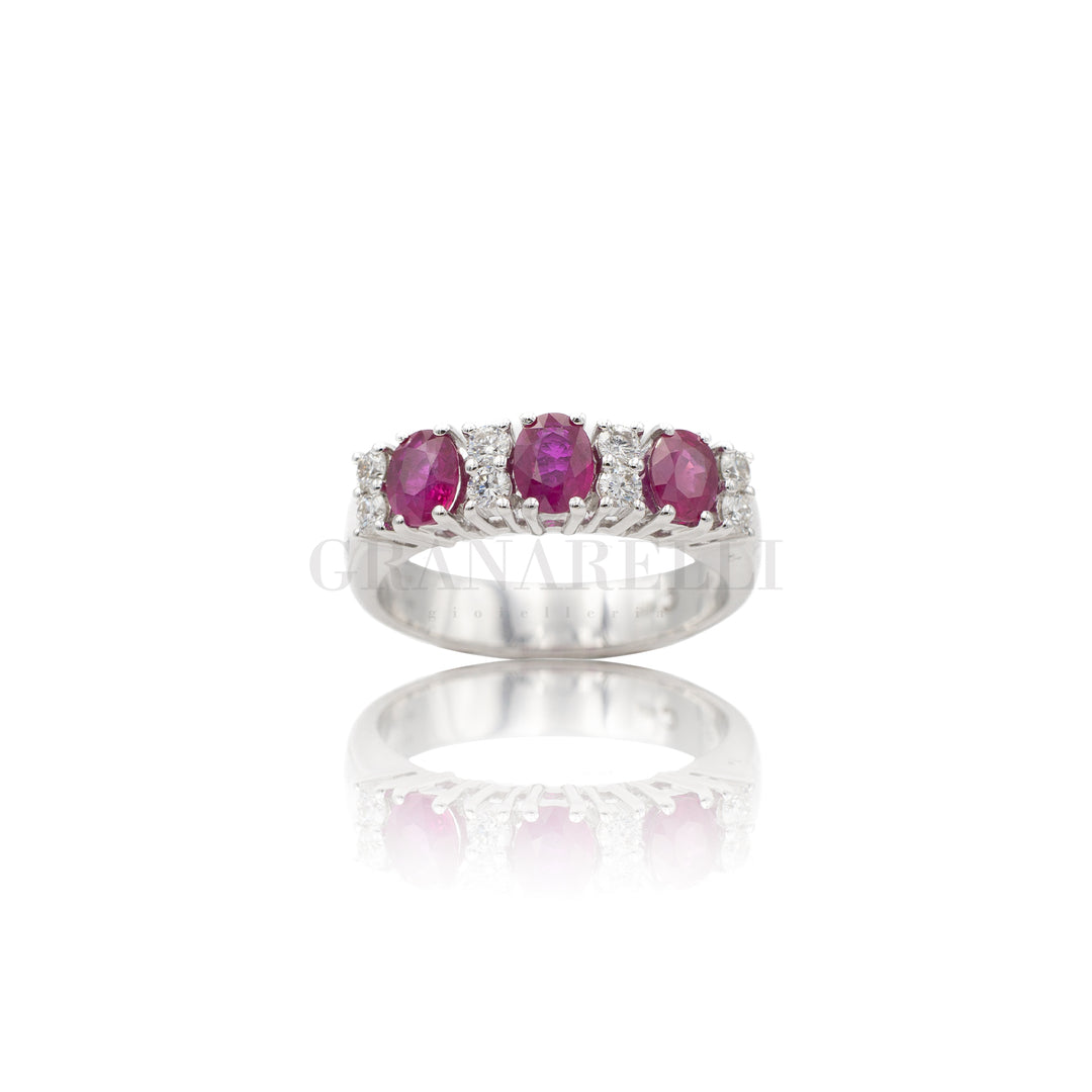 Ruby rod ring and white diamonds